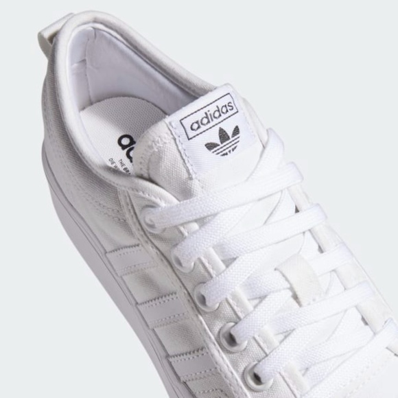 Adidas Nizza Platform Low Womens Casual Shoes Triple White FV5322 NEW Multi Sz - Picture 8 of 10